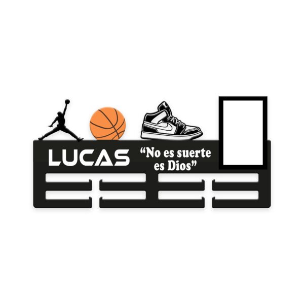 Medallero con nombre personalizado para basquet